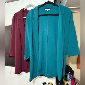 Two Maurice’s Women’s XXL Blazers Maroon Teal Casual Spring Office Lightweight